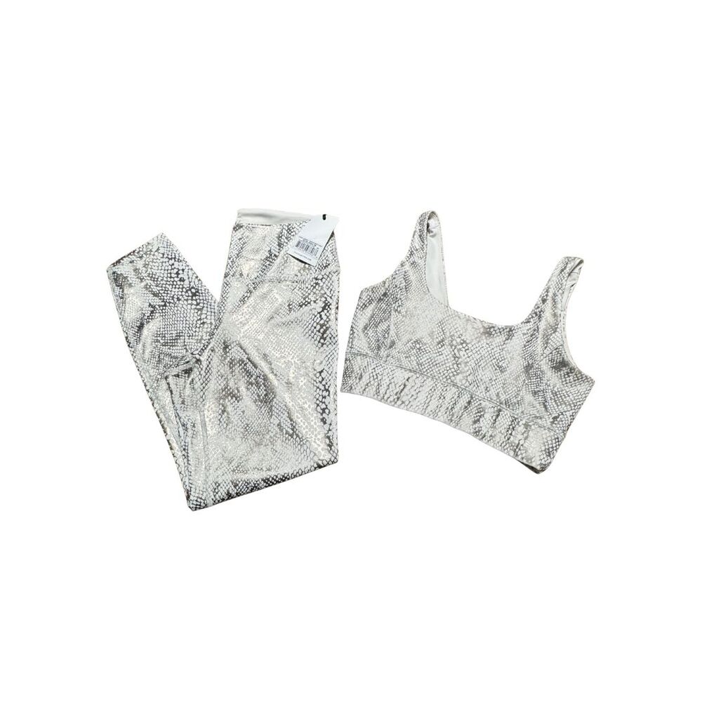 IVL Collective Snake Sports Bra Leggings Set 8 Winter White Gold Foil
